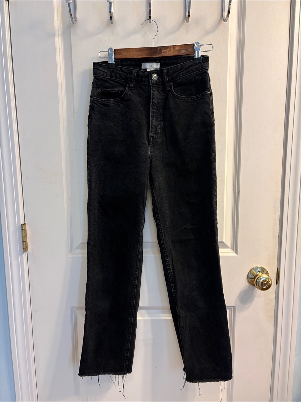 High-Rise Black Straight Jeans for Women